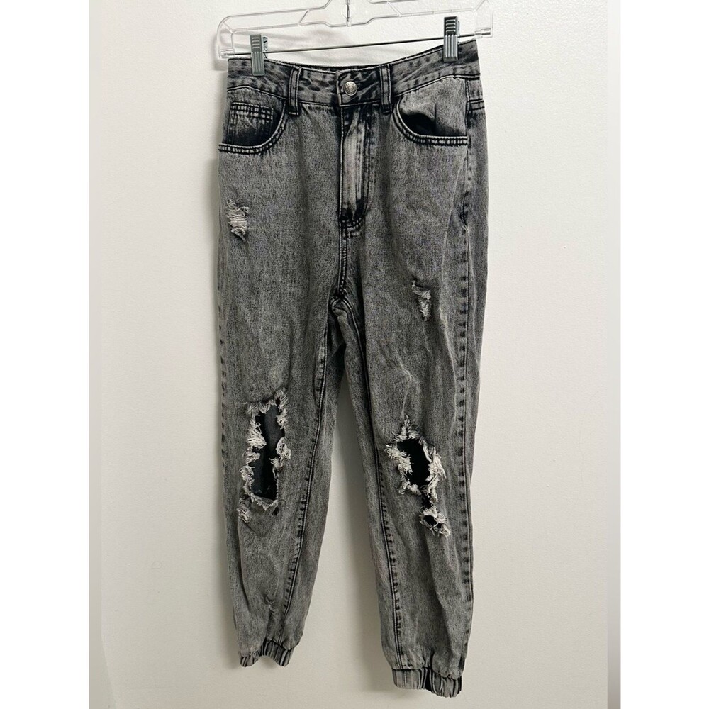 SHEIN Grey Distressed High-Waist Cuffed Jogger Jeans 👖4/$20!👖